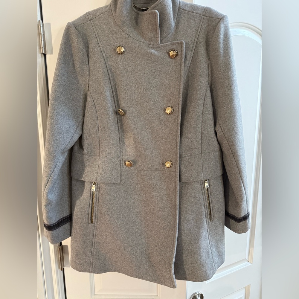 Vince Camuto Double-Breasted Coat with Gold Buttons